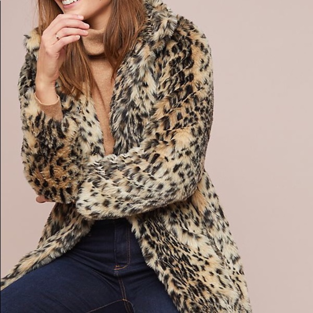 Anthropologie Leopard Print Coat Xs NWT